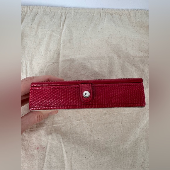 Vintage Red Faux Lizard Leather Jewelry Box – Small Travel Case 5” - Picture 3 of 5